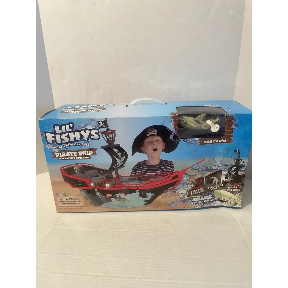 Lil Fishys Pirate Ship Interactive Aquarium The Cap'n Shark Motorized Water Pets